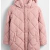 Капитинирано зимно яке с качулка - Прашно розово GAP