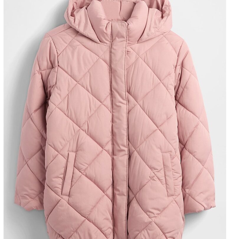 Капитинирано зимно яке с качулка - Прашно розово GAP