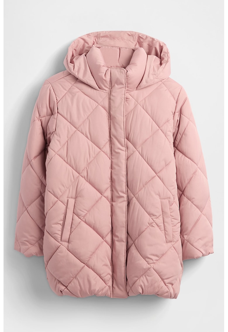 Капитинирано зимно яке с качулка - Прашно розово GAP