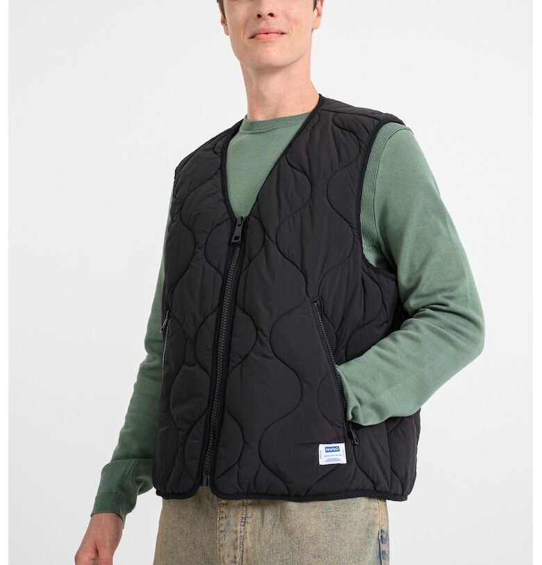 Капитониран елек с цип - Черен HUGO