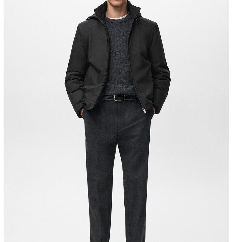 Капитонирано водоустойчиво яке с отделяща се качулка - Избеляло черно Mango