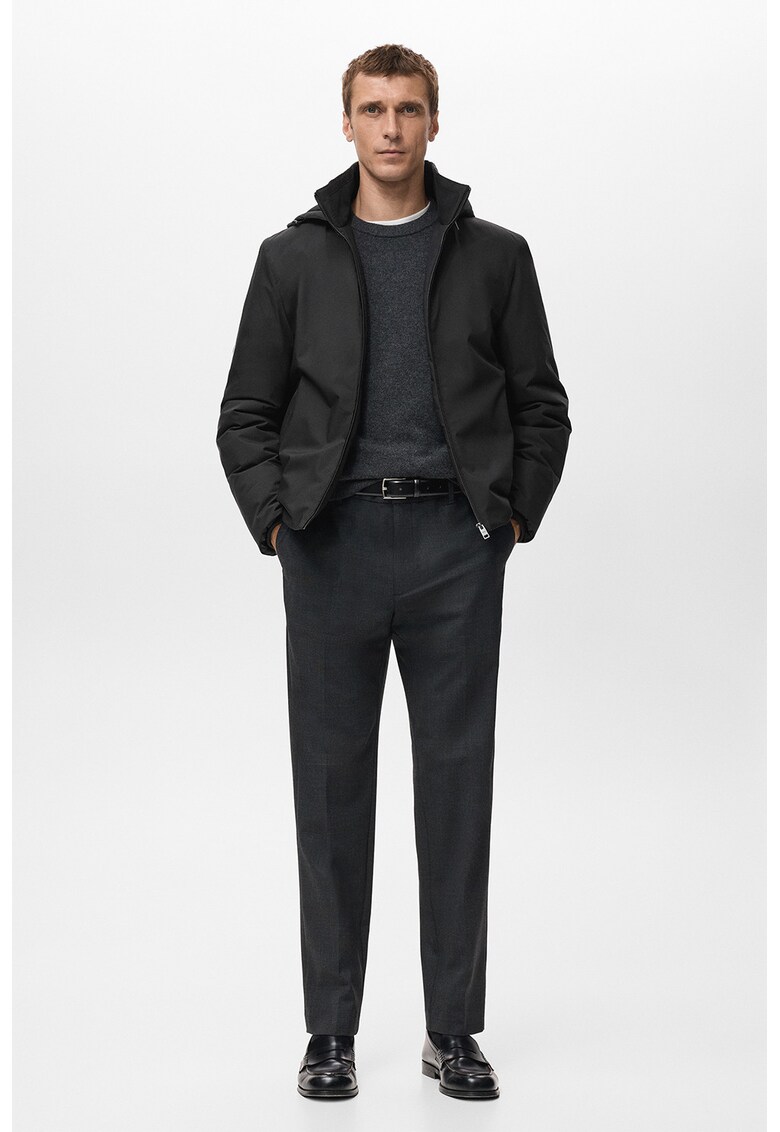 Капитонирано водоустойчиво яке с отделяща се качулка - Избеляло черно Mango