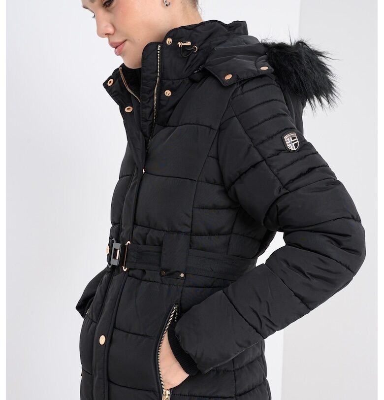 Капитонирано зимно яке Blood с колан - Черен Geo Norway