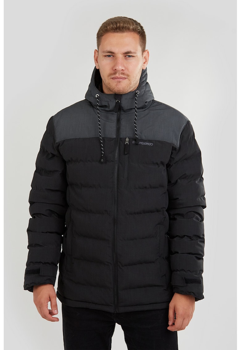 Капитонирано зимно яке Passat с качулка - Черен/Tъмносив Fundango