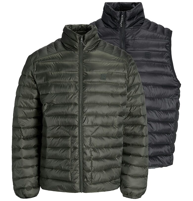 Капитонирано зимно яке и елек - 2 части - Зелен/Черен Jack  Jones