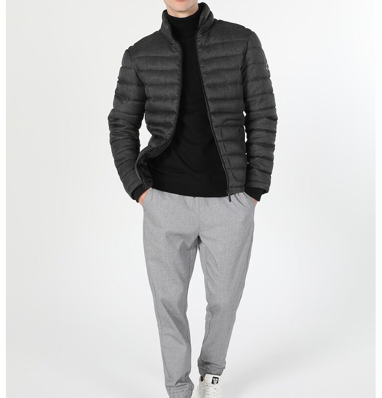 Капитонирано зимно яке с вата - Антрацитно сиво COLINS