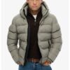 Капитонирано зимно яке с джобове с цип - Светло сив Superdry  Co