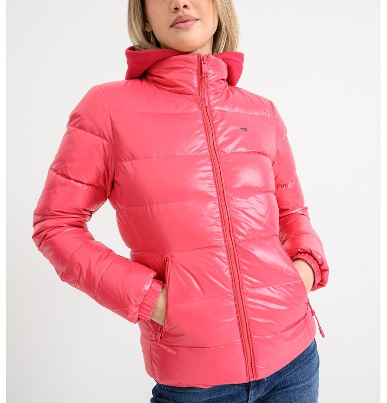 Капитонирано зимно яке с джобове с цип - Яркорозово Tommy Jeans