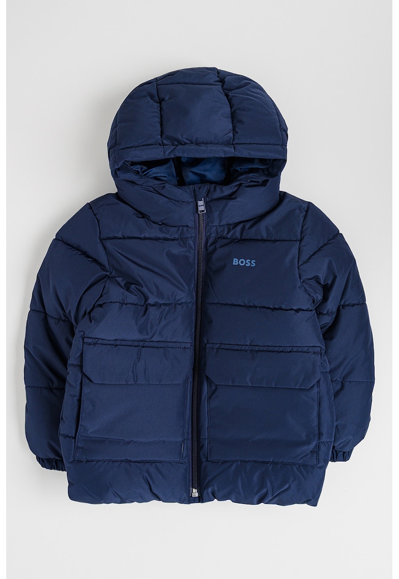 Капитонирано зимно яке с качулка - Тъмносин BOSS Kidswear