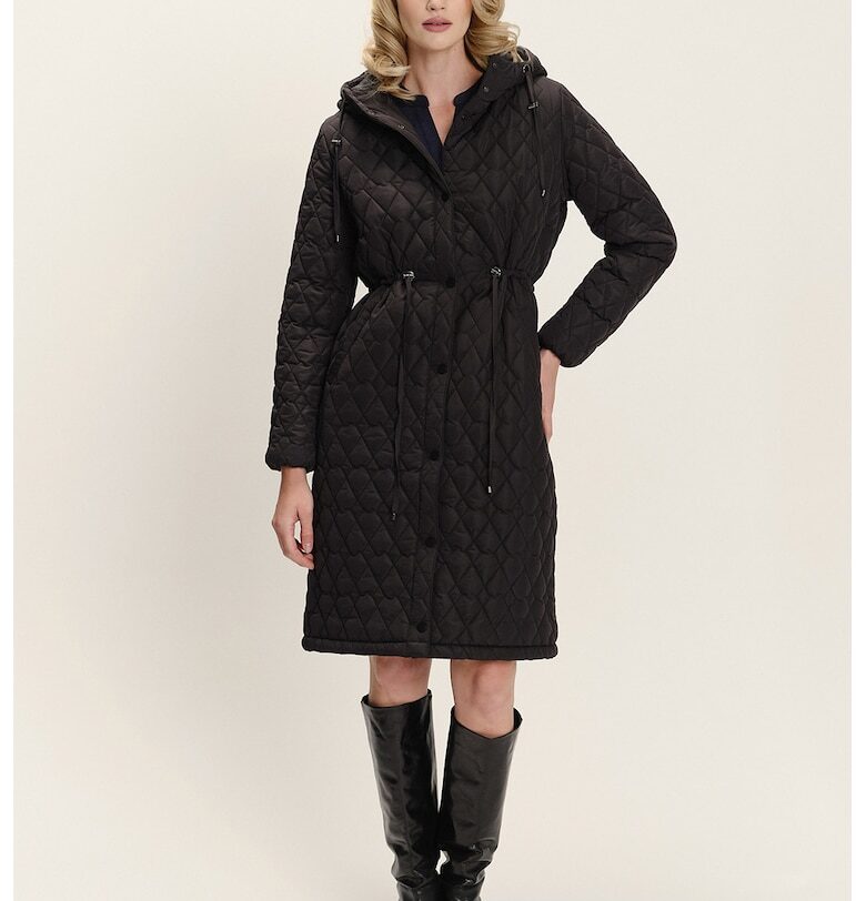 Капитонирано зимно яке с качулка - Черен GreenPoint