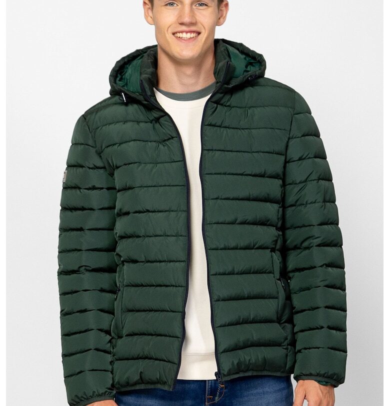 Капитонирано зимно яке с качулка - Бледозелен Heavy Tools