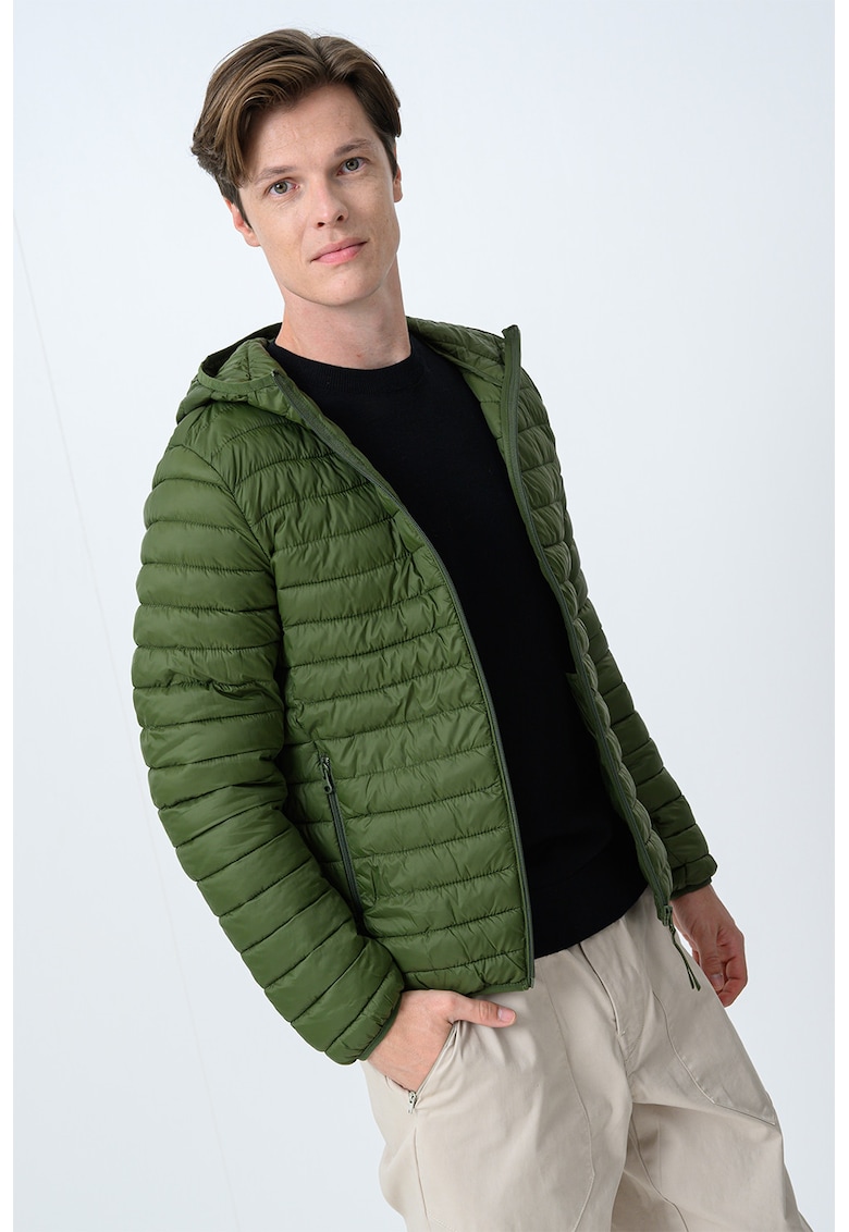 Капитонирано зимно яке с качулка - Тъмно каки United Colors of Benetton