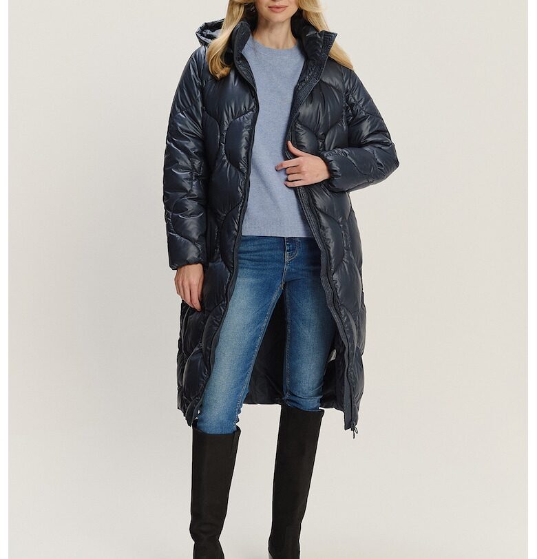 Капитонирано зимно яке с качулка и вата - Тъмносин GreenPoint