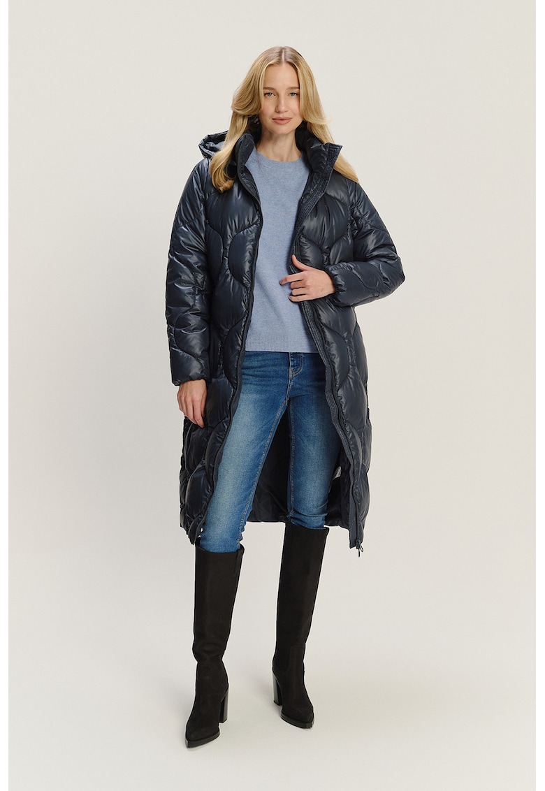 Капитонирано зимно яке с качулка и вата - Тъмносин GreenPoint