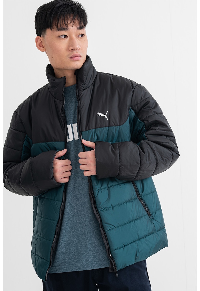 Капитонирано зимно яке с лого - Черен/Тъмнозелен Puma