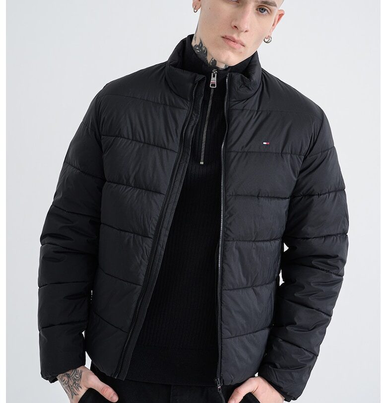 Капитонирано зимно яке с миди яка - Избеляло черно Tommy Hilfiger