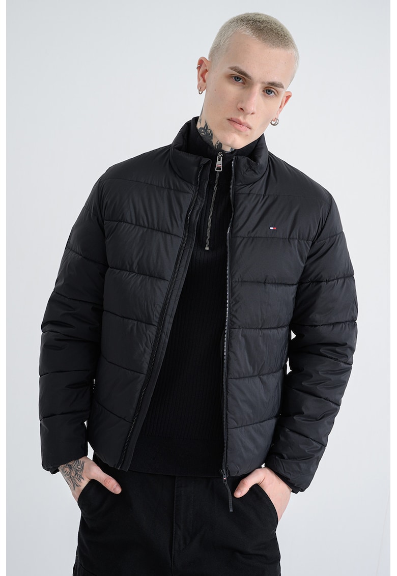 Капитонирано зимно яке с миди яка - Избеляло черно Tommy Hilfiger