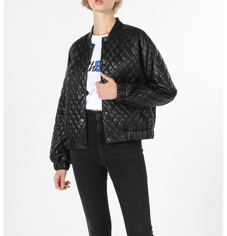 Капитонирано яке от еко кожа - Черен COLINS