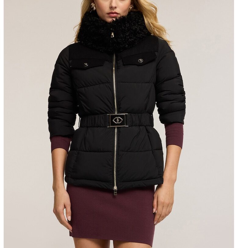 Капитонирано яке с качулка - Черен Motivi