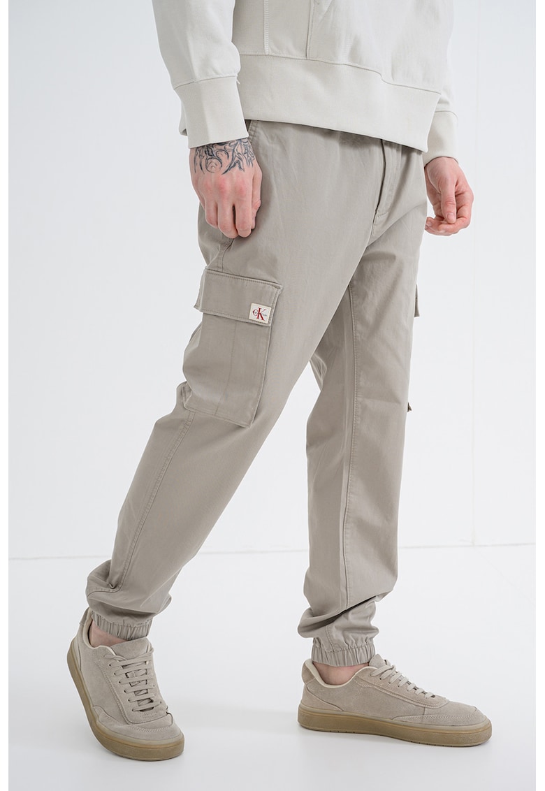 Карго панталон с памук с еластична талия - Светло сив CALVIN KLEIN JEANS
