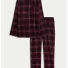 Карирана памучна пижама - Бордо/Тъмносин Marks  Spencer