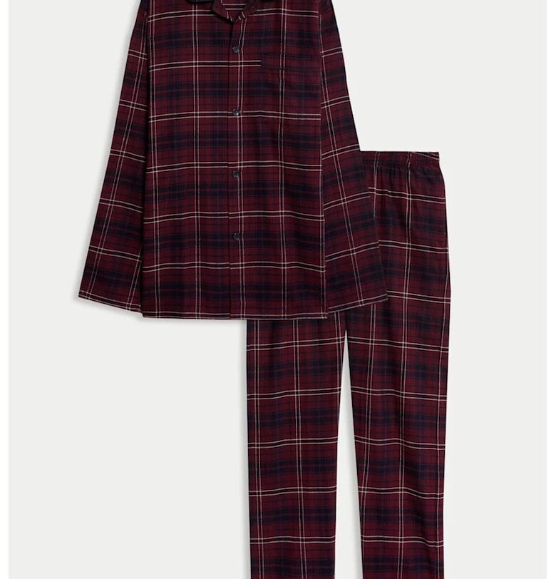 Карирана памучна пижама - Бордо/Тъмносин Marks  Spencer