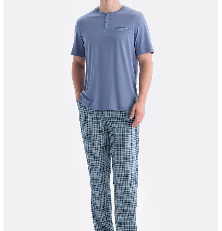 Карирана пижама с модал - Черен/Лавандула DAGI