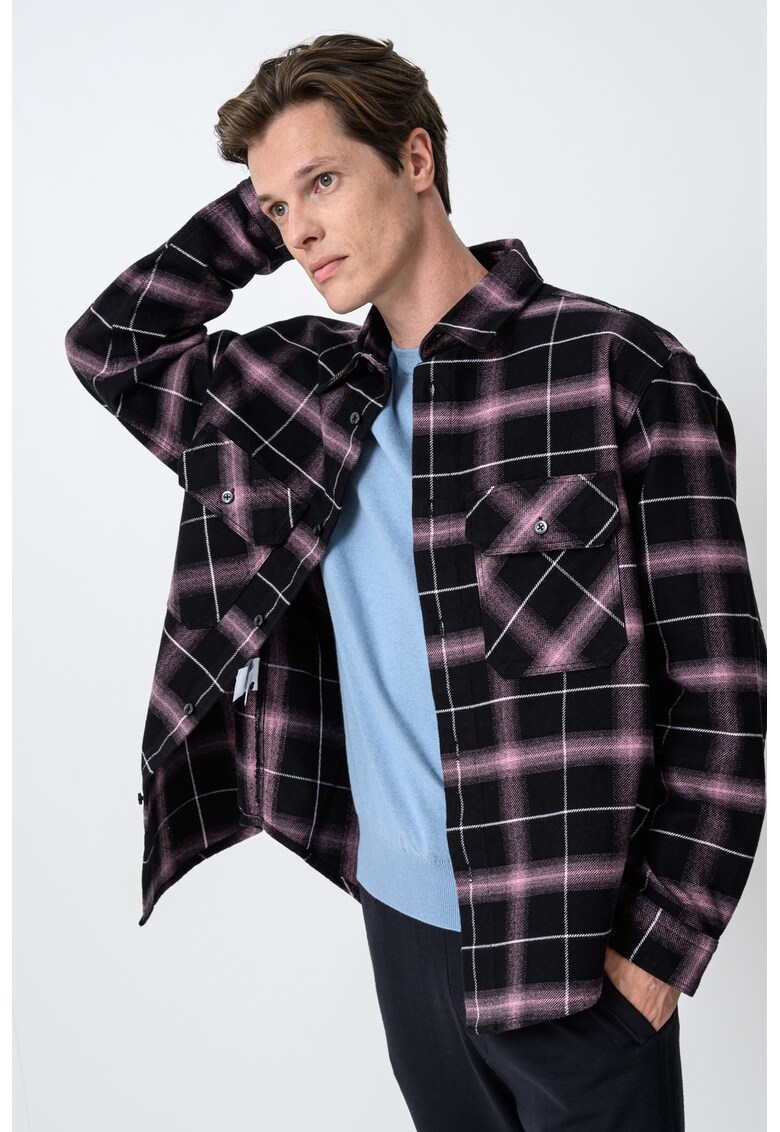 Карирана риза Ebolt - Черен/Лилав HUGO