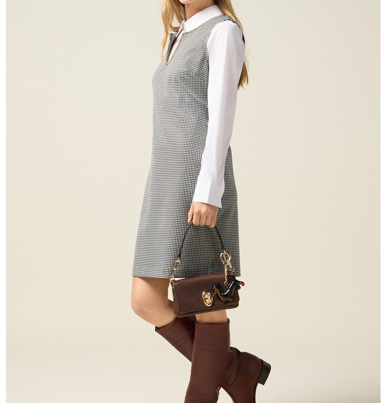 Карирана рокля с отвор Oltre