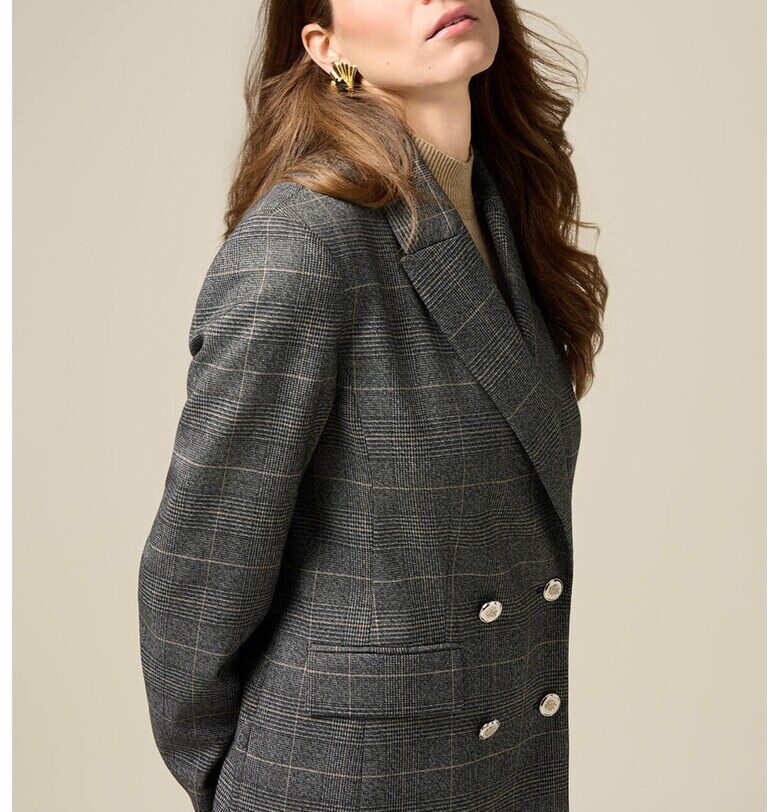 Карирано двуредно сако - Tъмносив Oltre