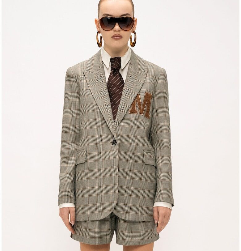 Карирано сако Edera с бродерия - Сив/Камел Marc Ellis