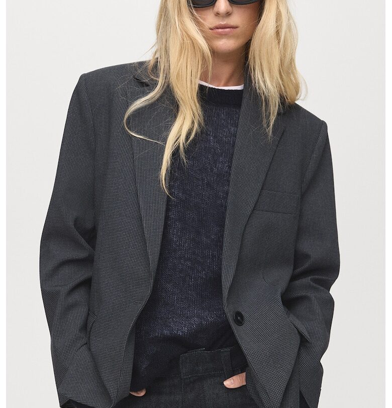 Карирано сако с двойни ревери Mango