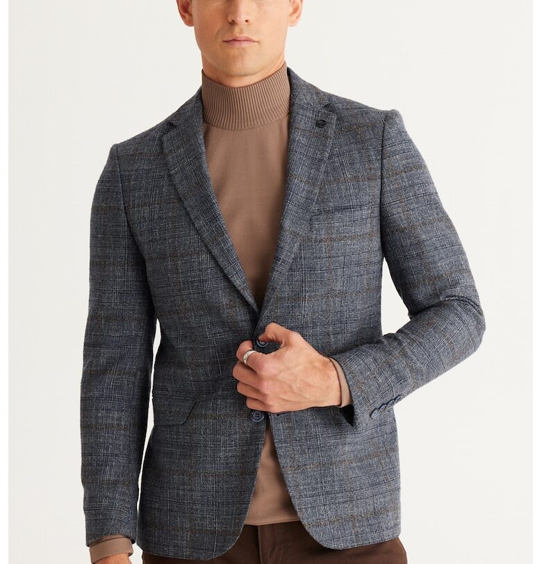 Карирано сако слим - Меланж тъмно сиво ACCo