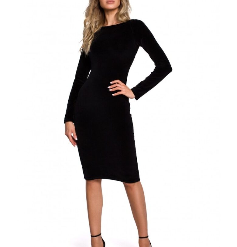 Кафява велурена рокля тип молив MOE