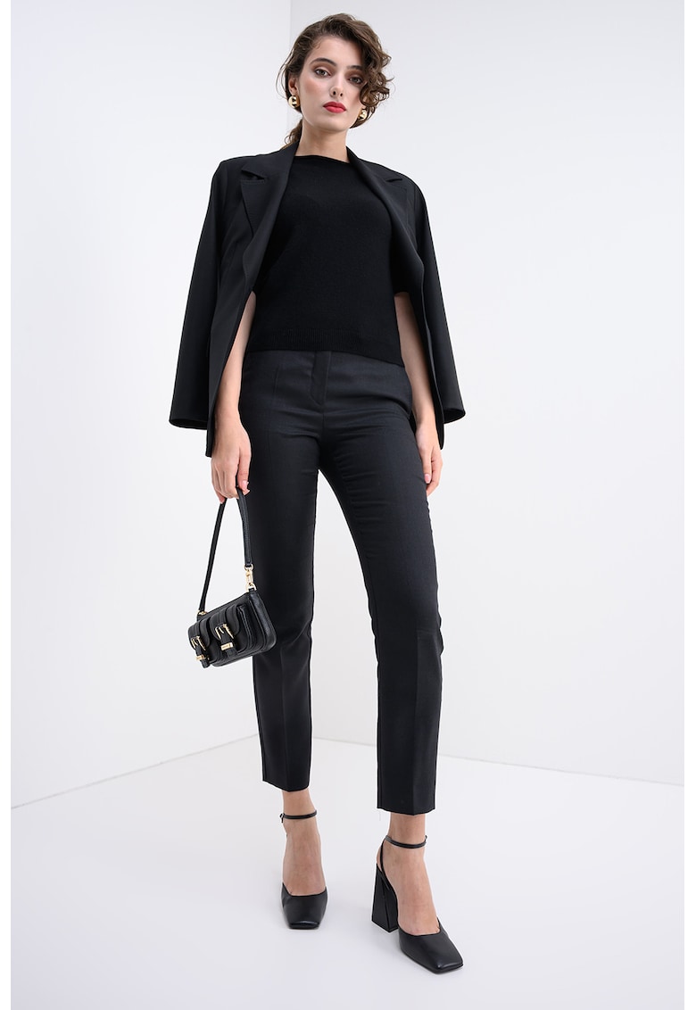 Кашмирен пуловер с овално деколте - Черен Marella