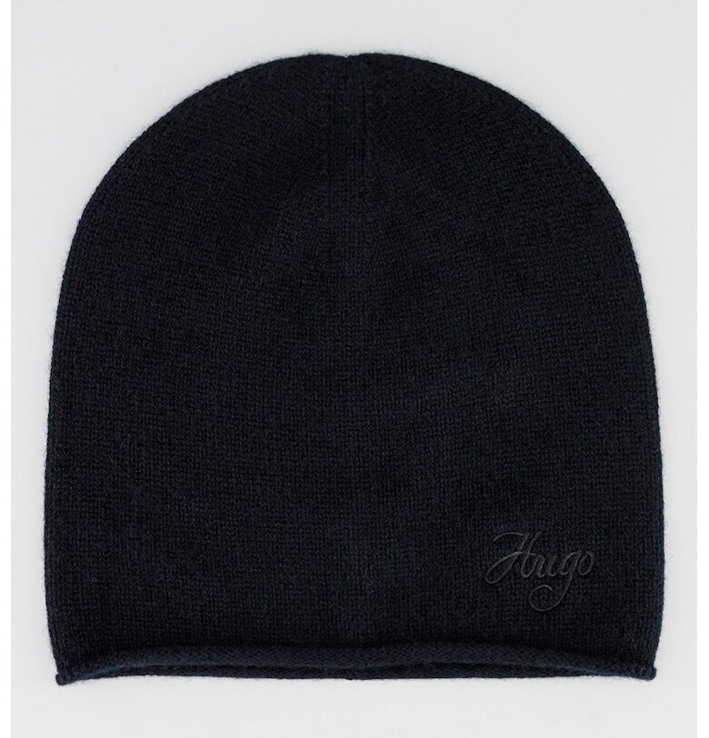 Кашмирена шапка с бродирано лого HUGO