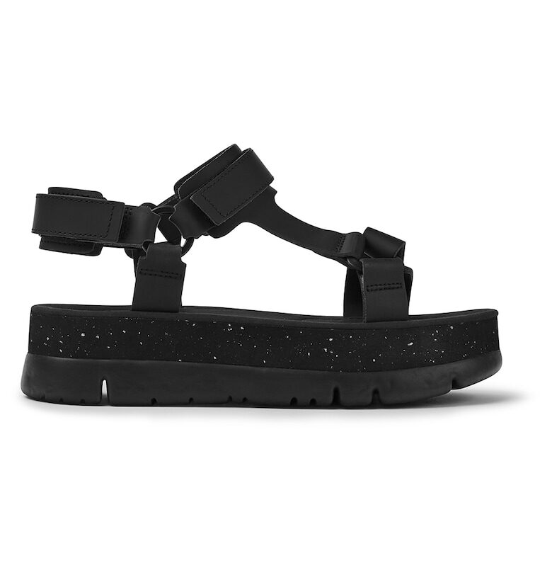 Кемпер - Кожени сандали Oruga с велкро и равна платформа Camper