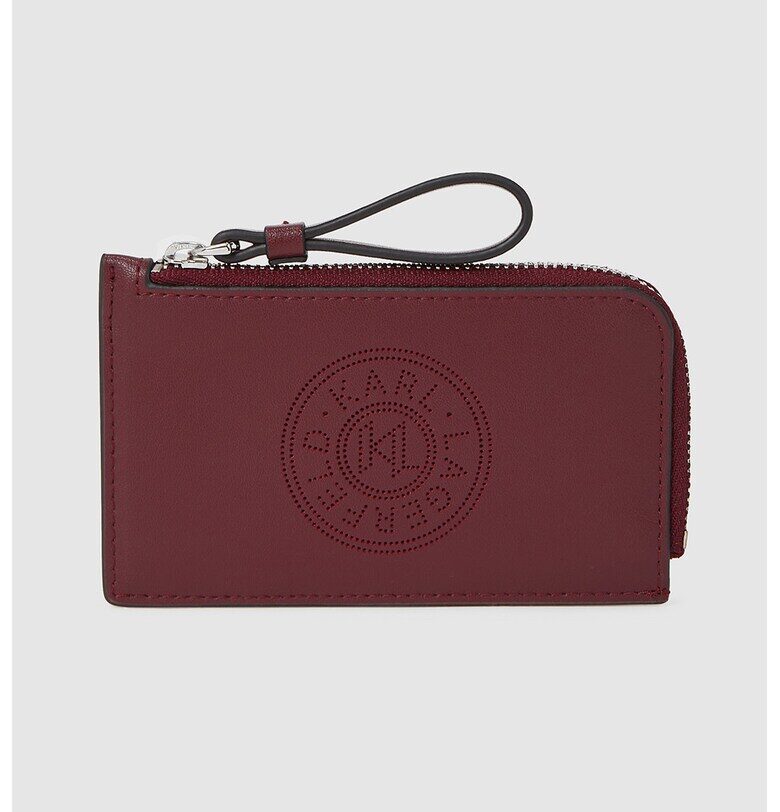 Кожен калъф за карти с джоб с цип Karl Lagerfeld