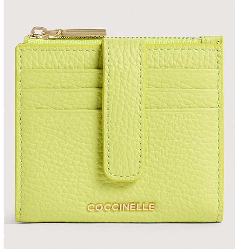 Кожен калъф за карти с лого COCCINELLE