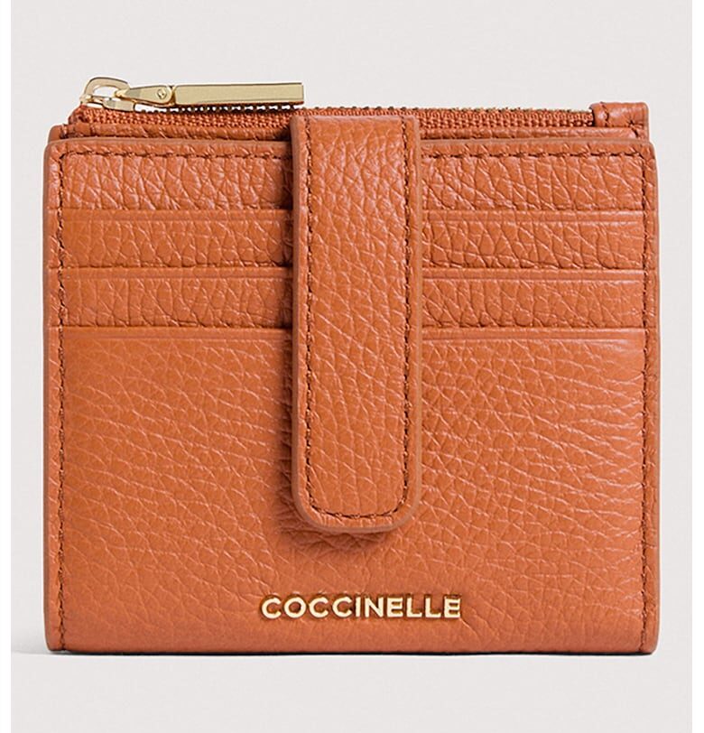 Кожен калъф за карти с лого COCCINELLE