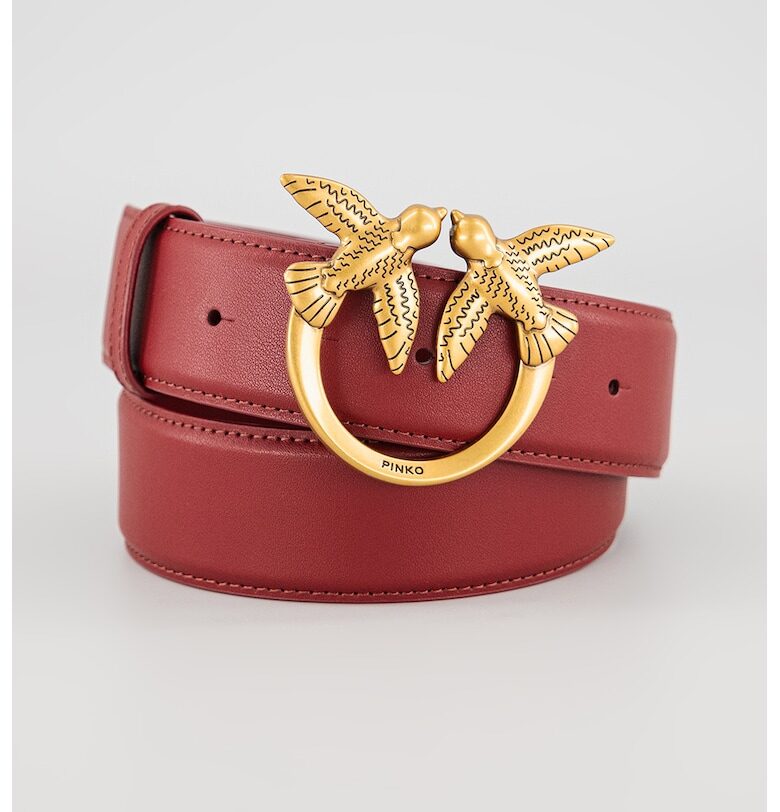 Кожен колан Love Birds с метална тока Pinko