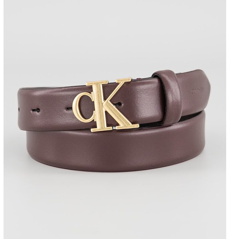 Кожен колан с тока с лого CALVIN KLEIN