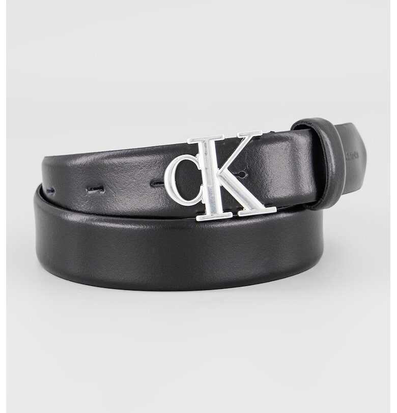 Кожен колан с тока с лого CALVIN KLEIN