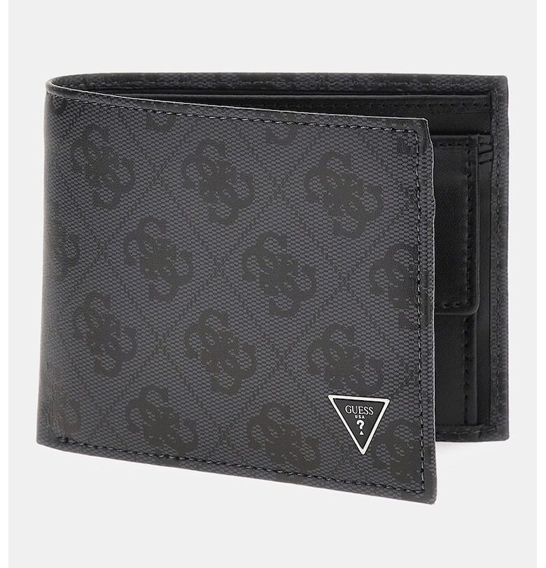 Кожен портфейл Milano с двойно прегъване и лого GUESS