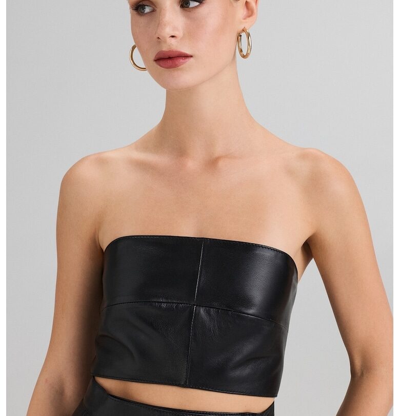 Кожен топ - Черен AA Vesa