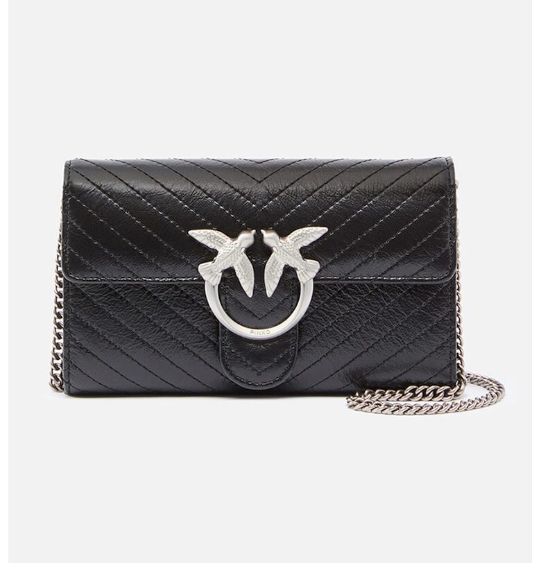 Кожена чанта през рамо Love One с презрамка тип верижка Pinko