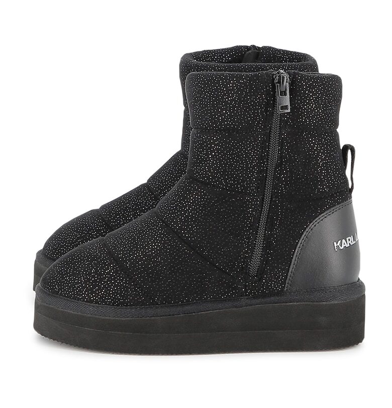 Кожени боти от текстил с цип KARL LAGERFELD KIDS