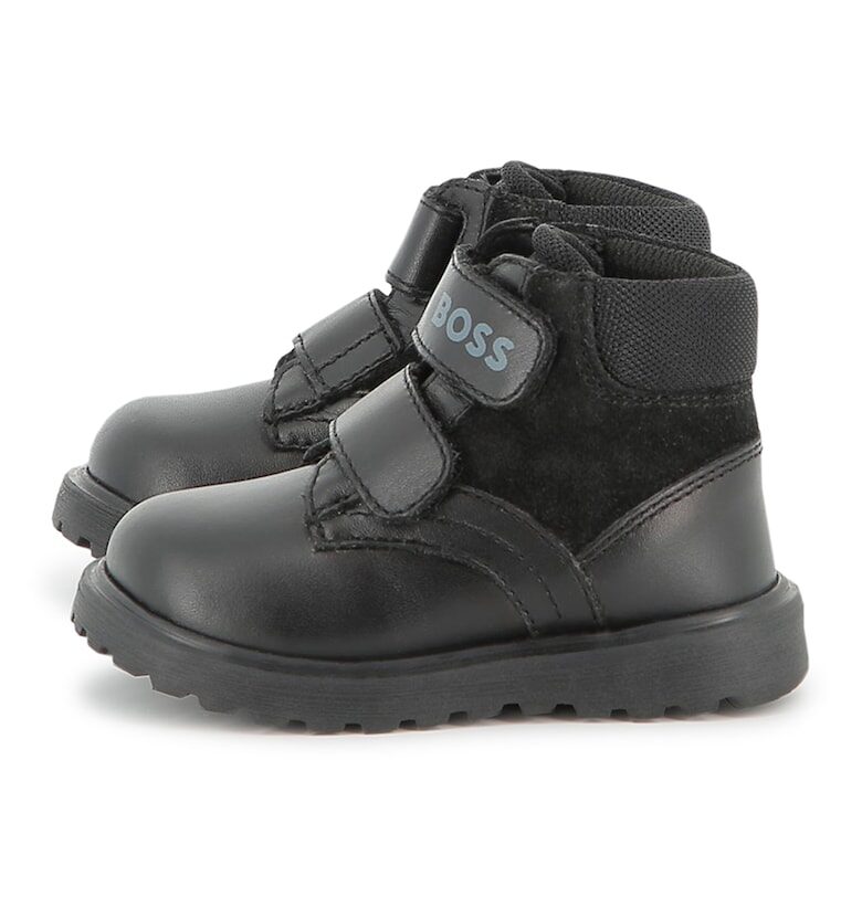 Кожени боти с велкро BOSS Kidswear