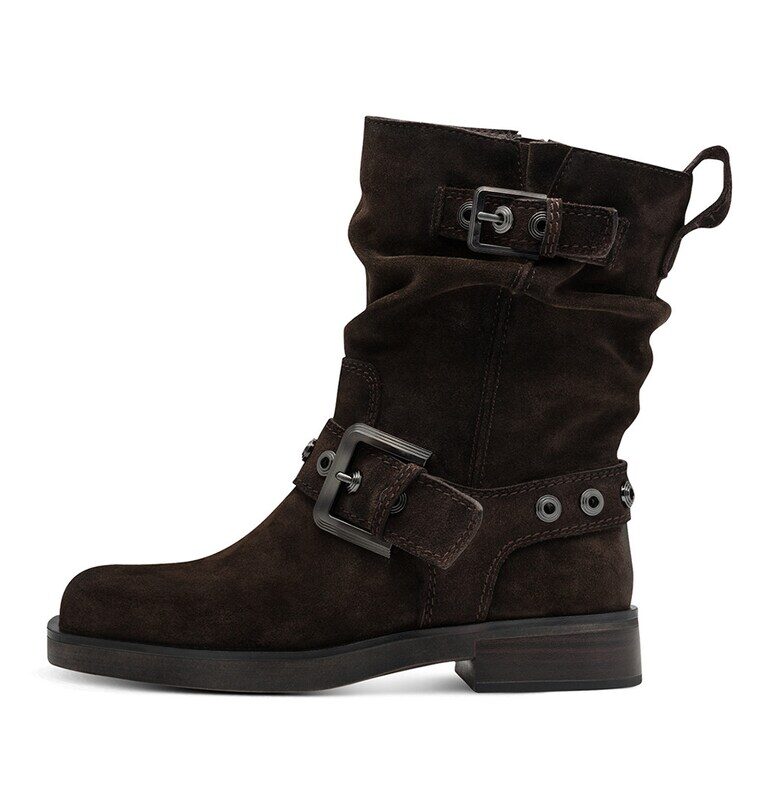 Кожени боти с декоративна каишка с тока Tamaris