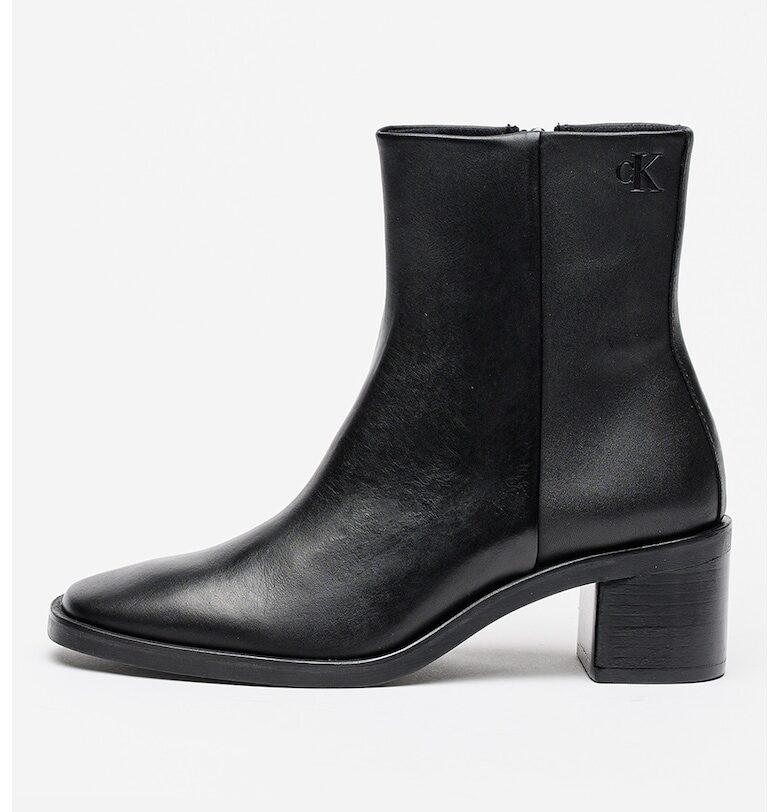 Кожени боти с квадратен връх и масивен ток CALVIN KLEIN